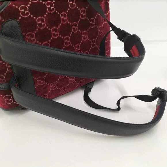 Gucci Backpack GG Velvet Velor Red - Picture 7 of 10
